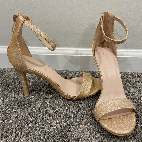 Top Moda gold ankle strap high heel size 7.5 - Picture 5 of 6